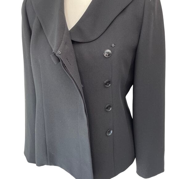 JACQUELINE FERRAR Blazer Womens 6 Black Petite Career Formal Elegant Minimalist - Picture 6 of 9